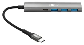 Goobay 76562 sivá / USB Hub / 4 porty / USB-C / 5 Gbit/s / Slim (76562)