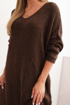 Dámske Plus veľkosť vlny V-neck šaty Brown UNI