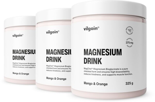 Vilgain Magnesium Drink – 3× Mango a pomaranč 325 g