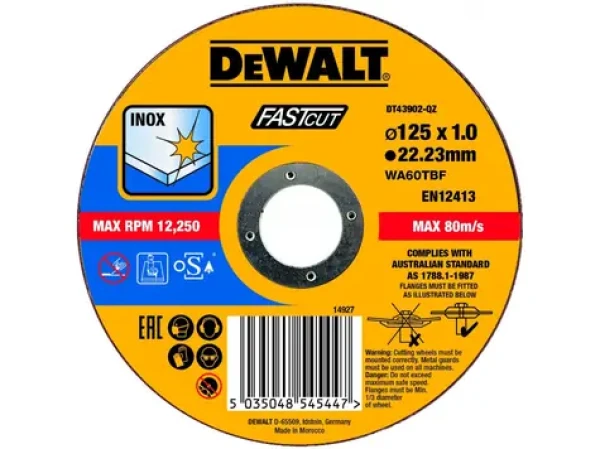 DeWalt DT43902 / Rezný kotúč na nerez kov / Priemer 125x22.2 mm / Šírka 1.0 mm (DT43902)