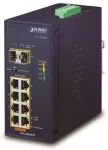 Planet Switch priemyselný 8- Port GE PoE+ / Switch / 8x GbE RJ-45 PoE+ 240W / 2x SFP 100/1000X / DIN lišta / -40~75°C (IGS-1020PTF)