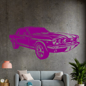 Veselá Stena Samolepka Automobil Ford Mustang Farba: fialová, Veľkosť: 60 x 28 cm