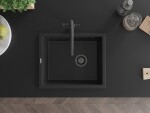 MEXEN/S MEXEN/S - Pedro granitový drez 1-miska 560 x 460 mm, čierna/strieborná metalík, sifón čierna 6508561000-73-B