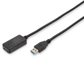 Digitus USB 3.0 5 m čierna / Predlžovací kábel / Aktívny / USB-A (DA-73104)