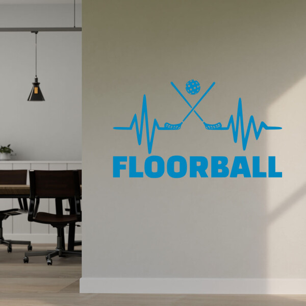 Veselá Stena Samolepka Floorball Farba: modrá, Veľkosť: 60 x 35 cm
