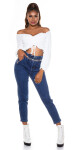 Sexy High Waist Jeans with Elastic Wais denimblue 34