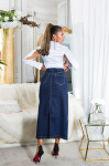 Sexy Highwaist Dark Denim Maxiskirt with Slit denimblue