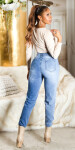 Sexy Highwaist Bi-Color Mom Jeans denimblue