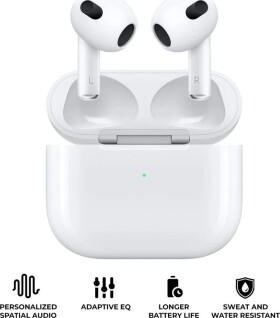 Apple Apple AirPods (3rd generation) with Lightning Charging Case, Wireless, Calls/Music, Headset, White