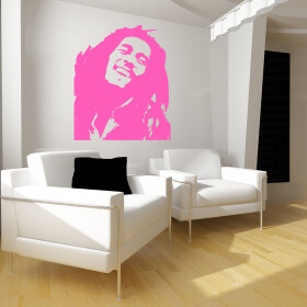 Veselá Stena Samolepka Portrét Bob Marley Farba: růžová, Veľkosť: 80 x 67 cm