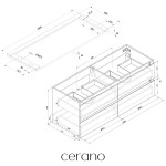 CERANO - Kúpeľňová skrinka Carole + doska pod umývadlo Navira Pro - 36 mm - dub medový - 140x51,6x46 CER-668309