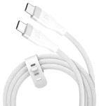 J5Create Opletený nabíjací kábel USB-C biela / Nabíjací a dátový kábel / USB-C - USB-C / 60 W / 1,8 m (JUCX18L18W-N)