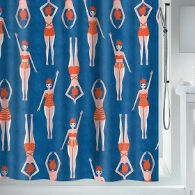 SPIRELLA Sprchový záves BAIGNEUSES motív plavkyňa modrá / polyester / 180 x 180 cm
