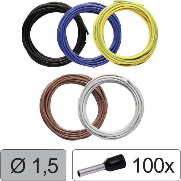 Quadrios 25CW118 jeden drôt, LiFY, 1.5 mm², čierna, modrá, žltozelená, hnedá, sivá, 1 sada; 25CW118