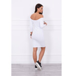 Dámske mini šaty s vrúbkami 8974 White - K-Fashion UNI bílá