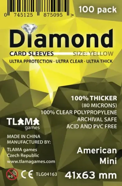 TLAMA hry Obaly na karty Diamond Yellow: American Mini (41x63 mm) (80 mikrónov, 100 ks)