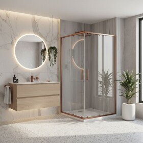 REA - Sprchovací kút City 80x100 Brush Copper Bez sprchovej vaničky REA-K6981