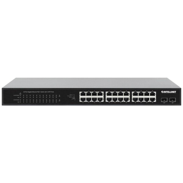 Intellinet 24-Port Gigabit Ethernet PoE+ Switch mit 2 SFP-Ports PoE-Strombudget 370 W 19 19 sieťový switch 10 / 100 / 1000 MBit/s IEEE802.3af (15,4 W),; 561891 - Intellinet 561891