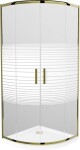 MEXEN/S - Rio sprchovací kút štvrťkruh 90x90, pruhy, zlatá + biela vanička so sifónom 863-090-090-50-20-4110G