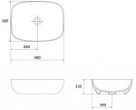 CERSANIT - Umývadlo na dosku LARGA Rectangular antracitová mat (50x38) K677-013