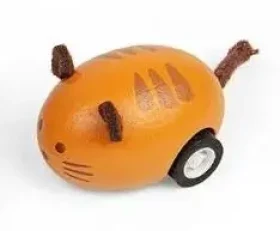 Bigjigs Toys Drevené naťahovacie zvieratko 1 ks Mačka oranžová
