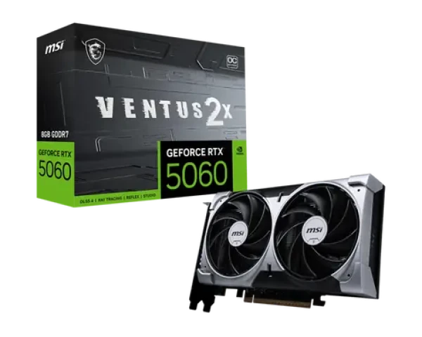 MSI GeForce RTX 5060 8G Ventus 2X OC / 2535MHz / 8GB GDDR7 / 128-bit / 1x HDMI + 3x DP / 550W (8) (RTX 5060 8G VENTUS 2X OC)