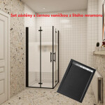 H K - Sprchovací kút MELODY BLACK LINE R109, 100x90 so zalamovacími dverami vrátane čiernej vaničky z liateho mramoru MBLINER109/BLACKSTAR10090SET