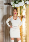 Sexy Neck-knit dress with Cut outs BEIGE Einheitsgroesse