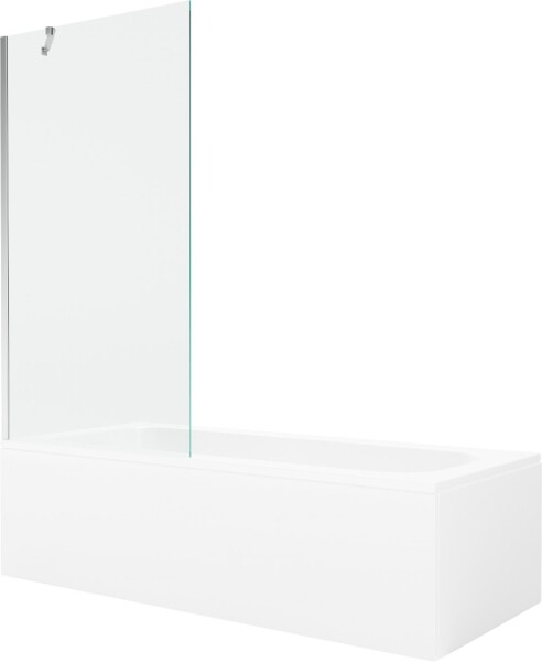 MEXEN/S - Vega obdĺžniková vaňa 150 x 70 cm s panelom + vaňová zástena 90, transparent, chróm 550115070X9509000001