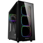 Sharkoon TG6 čierna / ATX / 2x USB 3.0 / 4x 120 mm / RGB / Bez zdroja / priehľadná bočnica (4044951028221)