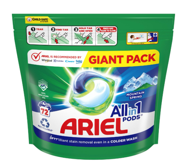 Ariel Gelové tablety 72ks Mountain Spring