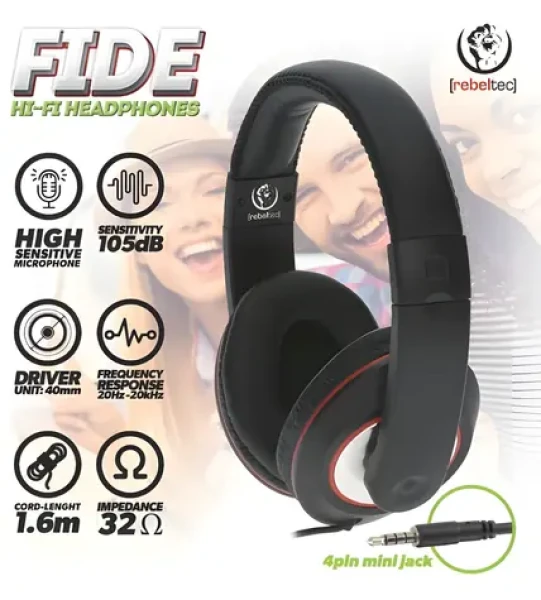 Fide slúchadlá s mikrofónom / Slúchadlá / Cez hlavu (RBLSLU00034)