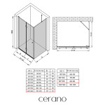 CERANO - Sprchovací kút Volpe L/P - 6 mm - čierna matná, transparentné sklo - 120x90x190 - zalamovacia CER-669637