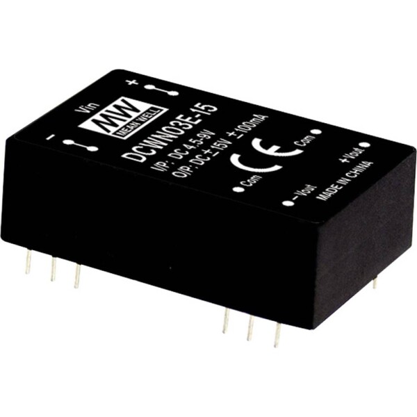 MEAN WELL DCWN03B-15 DC / DC menič napätia, modul 100 mA 3 W Počet výstupov: 2 x; DCWN03B-15