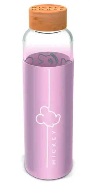 STOR Sklenená fľaša s návlekom Mickey Mouse 585 ml / Fľaša na pitie / Silikónový návlek / Sklo (ST00245EPM)