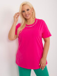 Tmavě růžová halenka plus size s krátkým rukávem XL