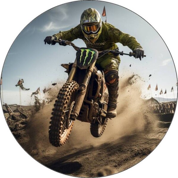 Jedlý papier jazdec motocross v zelenom drese 19,5 cm - Pictu Hap - Pictu Hap