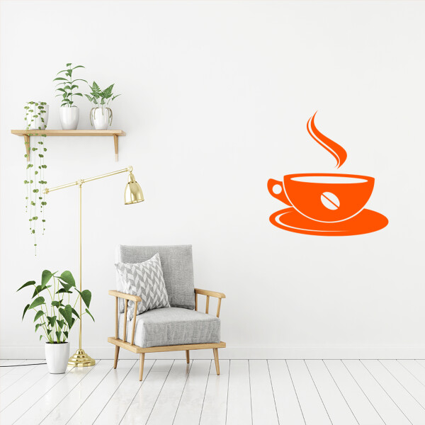 Veselá Stena Samolepka Pražená káva Farba: oranžová, Veľkosť: 60 x 63 cm