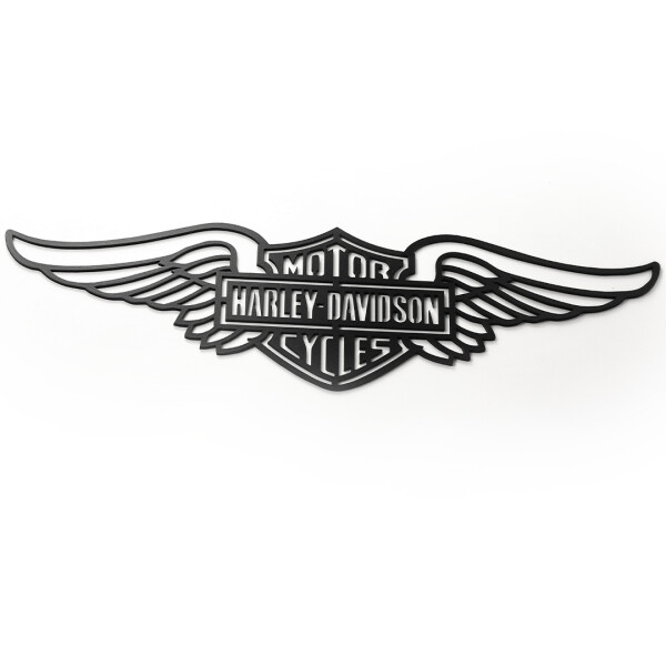 Veselá Stena Drevená nástenná dekorácia Harley Davidson krídla čierne