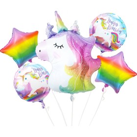 Fóliové balóniky - sada jednorožec, narodeniny, 5 ks. - Godan - Godan