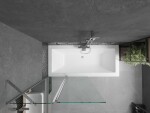 MEXEN/S - Cube obdĺžniková vaňa 170 x 80 cm s panelom + vaňová zástena 100, transparent, chróm 550517080X9410110100