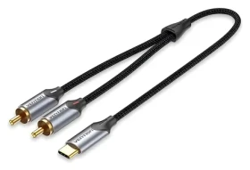 Vention USB-C - 2x RCA čierna / Audio kábel / 2 m (BGUHH)