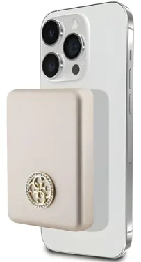 Guess 4G Strassed Metal Logo MagSafe 3000mAh zlatá / Powerbanka / Bezdrôtové nabíjanie 5W (GUPBM3AL4DMD)