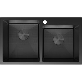 MEXEN - Xorin oceľový drez 2-bowl 780 x 450 mm, čierna HC 6441782000-70HC