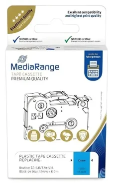 MediaRange kompatibilná páska s Brother TZ-531/TZe-531 / Páska do štítkovača / modrý podklad / čierna tlač / 12 mm / 8 m (MRBTZ531)