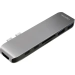 LogiLink UA0302 strieborná / USB Hub / 2x USB-C / 2x USB-A / HDMI / čítačka SD / USB-C vstup (UA0302)
