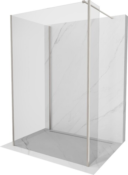 MEXEN/S - Kioto Sprchová zástena WALK-IN 90 x 90 x 40, transparent, nikel kartáčovaná 800-090-090-221-97-00-040