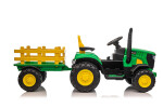 Mamido Mamido Detský elektrický traktor s vlečkou 12V 7Ah EVA kolesá ECO koža zelený