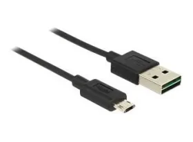 DeLock čierna / Kábel / USB 2.0 / USB A (M) - Micro USB B (M) / reverzibilné konektory / 20 cm (84804)