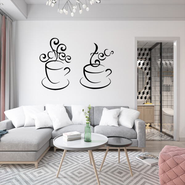 Veselá Stena Samolepka Horúci čaj Farba: černá, Veľkosť: 40 x 28 cm